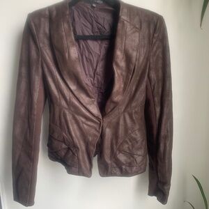 Plastic Island vegan leather/suede, paneled, hidden clasp blazer